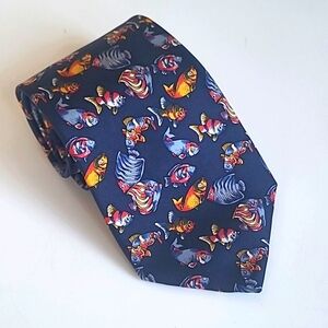 Aquascutum Fish Neck Tie 100% Silk Made in England Blue